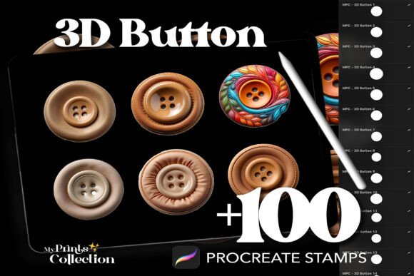 100 Procreate 3D Button Stamps: A Strategic Asset for Digital Design