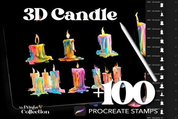 100 Procreate 3D Candle Stamps: Elevate Your Digital Art with Warmth and Depth
