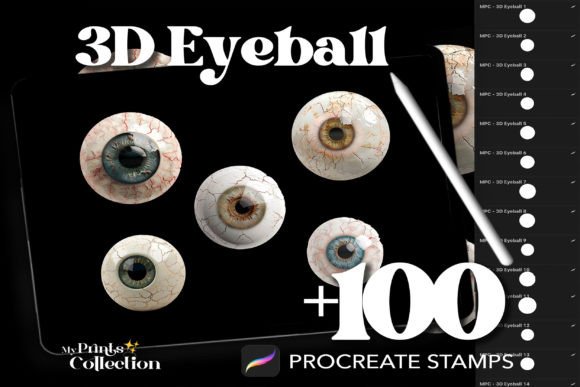 100 Procreate 3D Eyeballs Stamps: A Digital Artist's Essential Tool