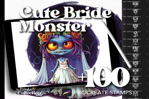 100 Procreate Cute Bride Monster Stamps: A Whimsical Toolkit for Digital Creators