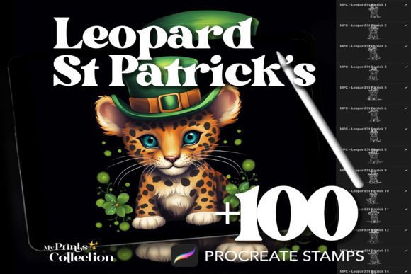 100 Procreate Leopard St Patrick Stamps