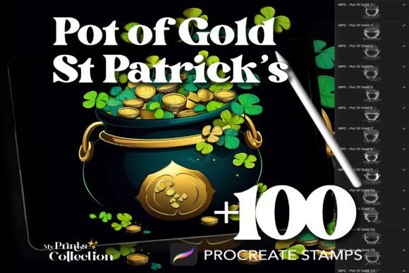 100 Procreate Pot of Gold St Patrick Stamps