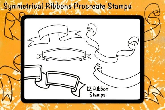 Elevate Your Digital Art with Symmetrical Ribbons Procreate Stamps