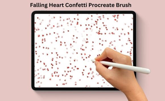 Falling Heart Confetti Procreate Brush