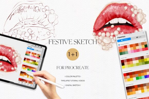 Mastering Digital Aesthetics with the Pearl Lips and Festive Sketch Palettes for Procreate