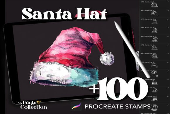 Mastering Festive Digital Art with 100 Procreate Santa Hat Stamps