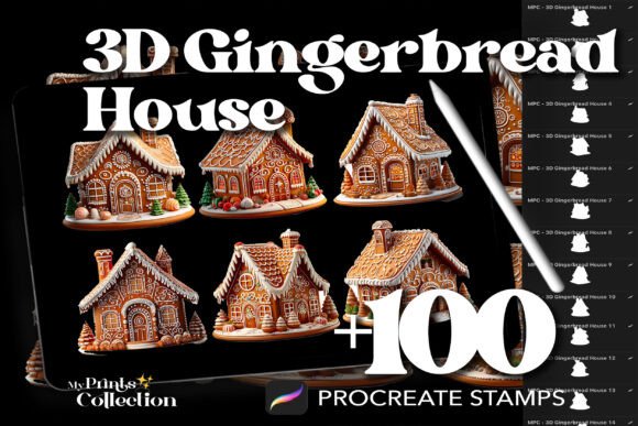 Mastering the 100 Procreate 3D Gingerbread House Stamp Collection for Digital Art