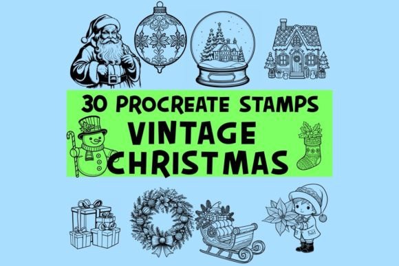 Vintage Christmas Procreate Stamp Brush